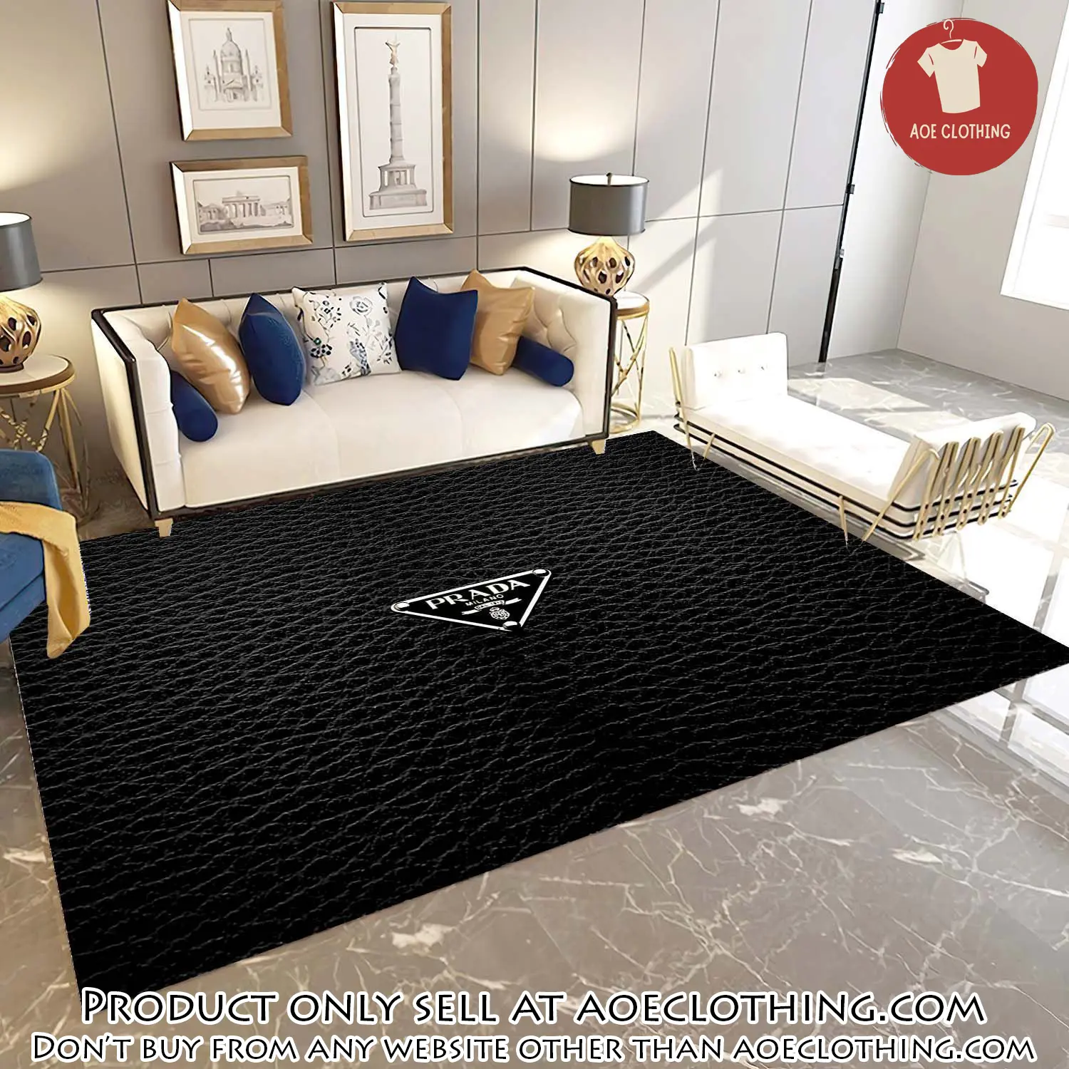 Prada luxury brand premium logo area rug carpet home decor aoe1602830